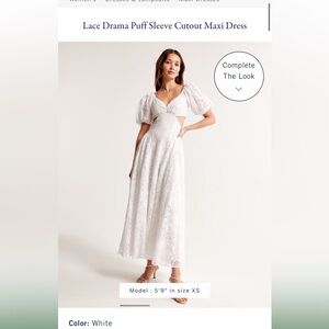 Abercrombie Lace Drama Puff Sleeve Cutout Maxi Dress
